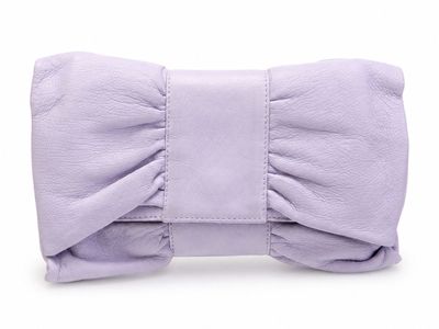 Furla Lilac Leather Flap Top Clutch with Elegant Bow Design So cute!!!!