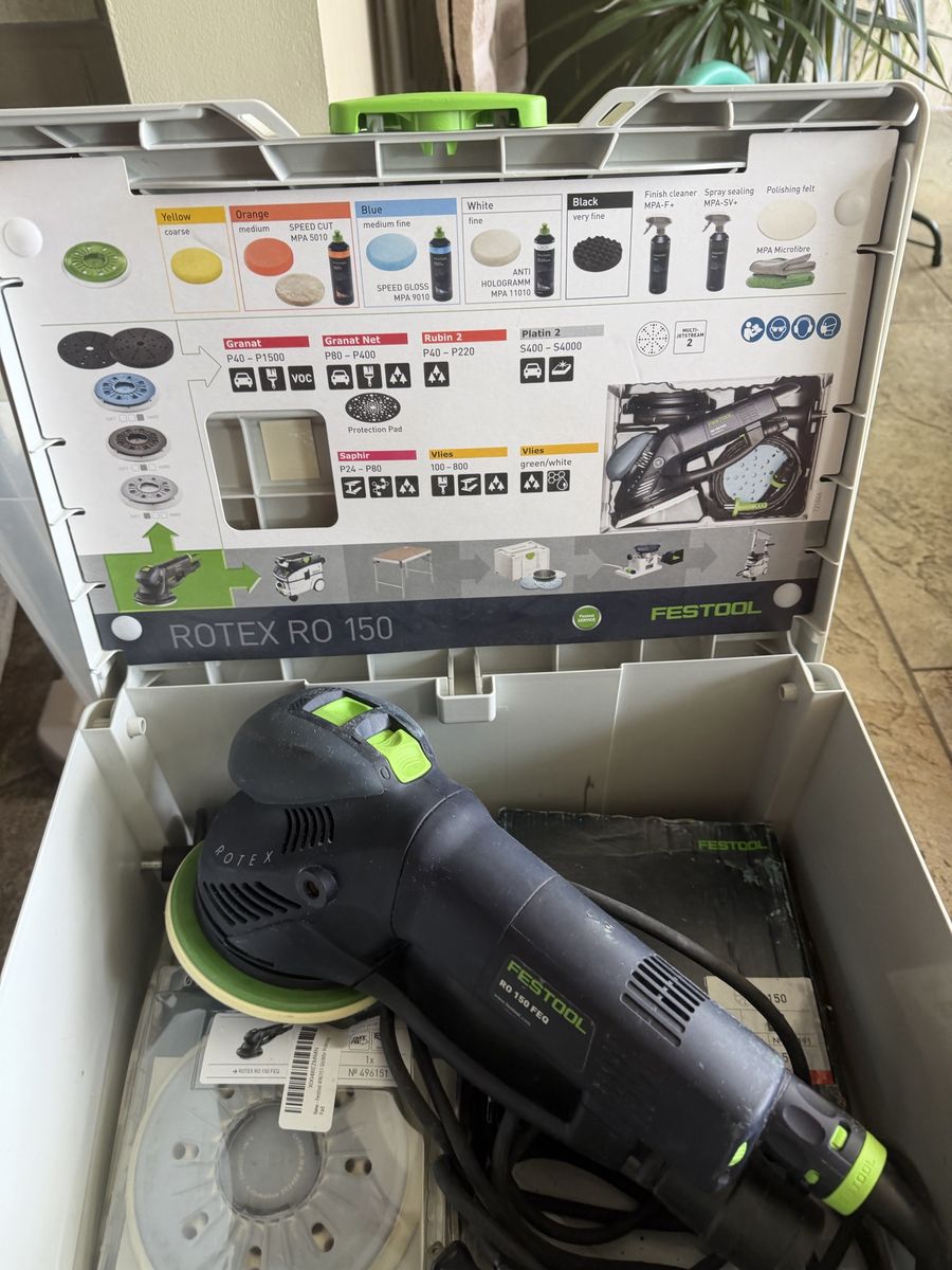Festool Rotex RO 150 FEQ Sander with Systainer Case and Accessories. Cash only!