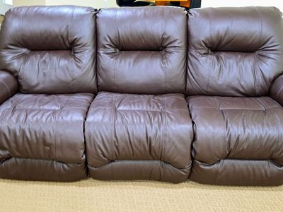 Matching Dark Brown Leather Reclining Sofas - Set of 2