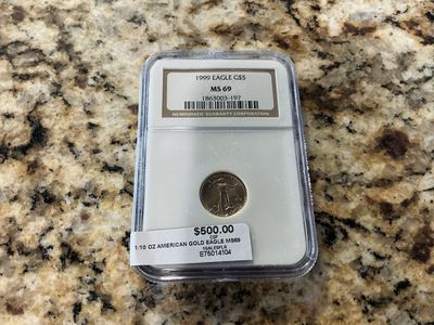 1999 $5 American Gold Eagle 1/10 oz Coin NGC MS 69 Graded E75014104