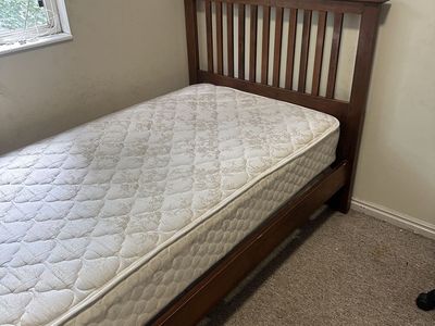 Twin Size Wood Bed Frame with Headboard and Mattress