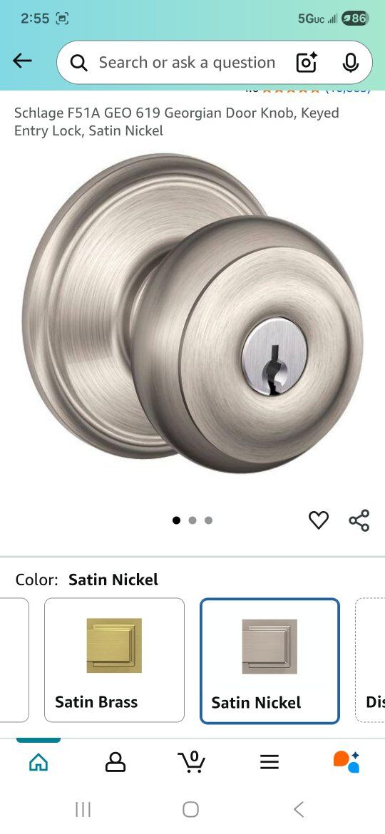 schlage keyed entry doorknob
