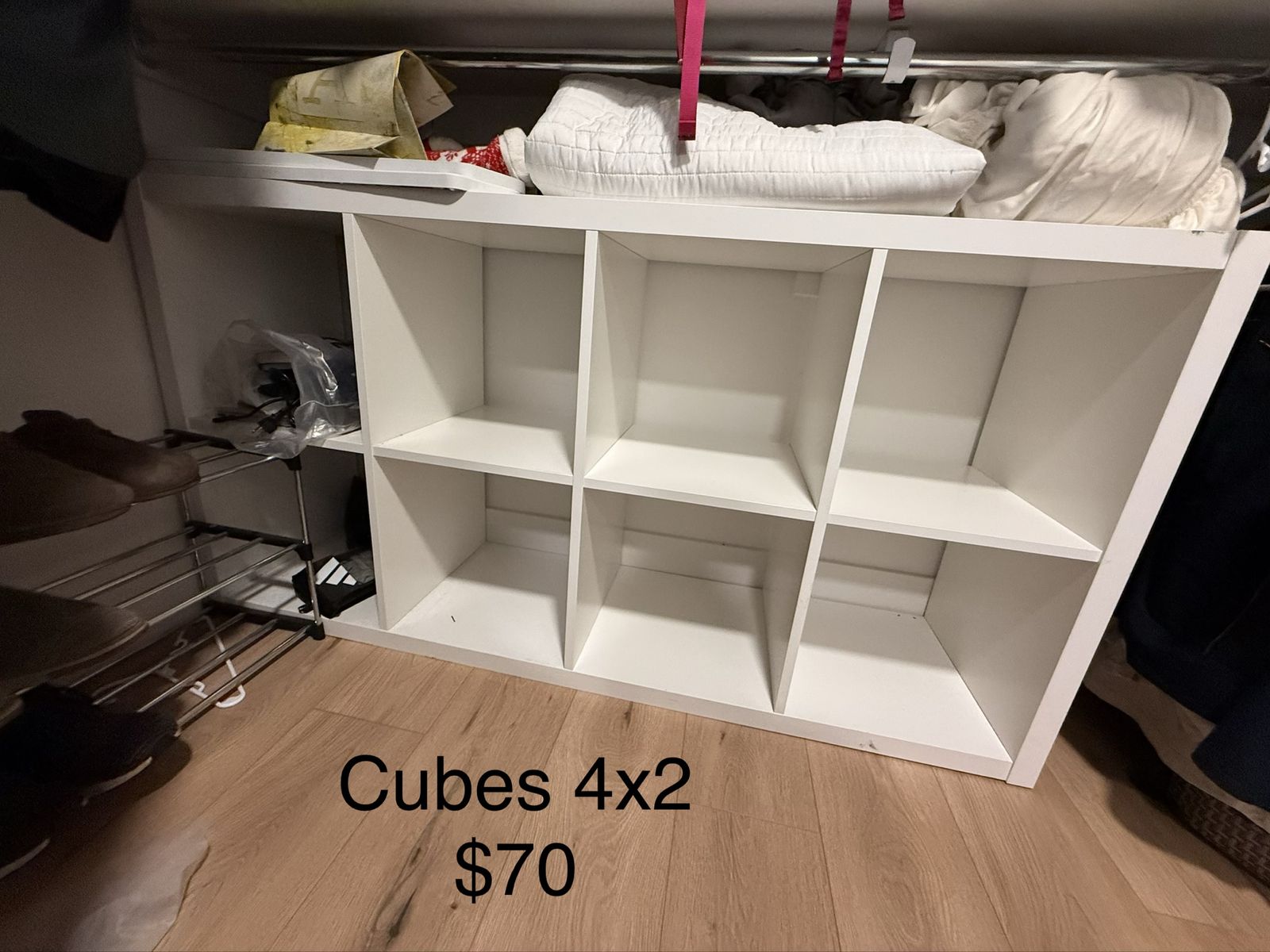 White 8-Cube Storage Shelf Unit