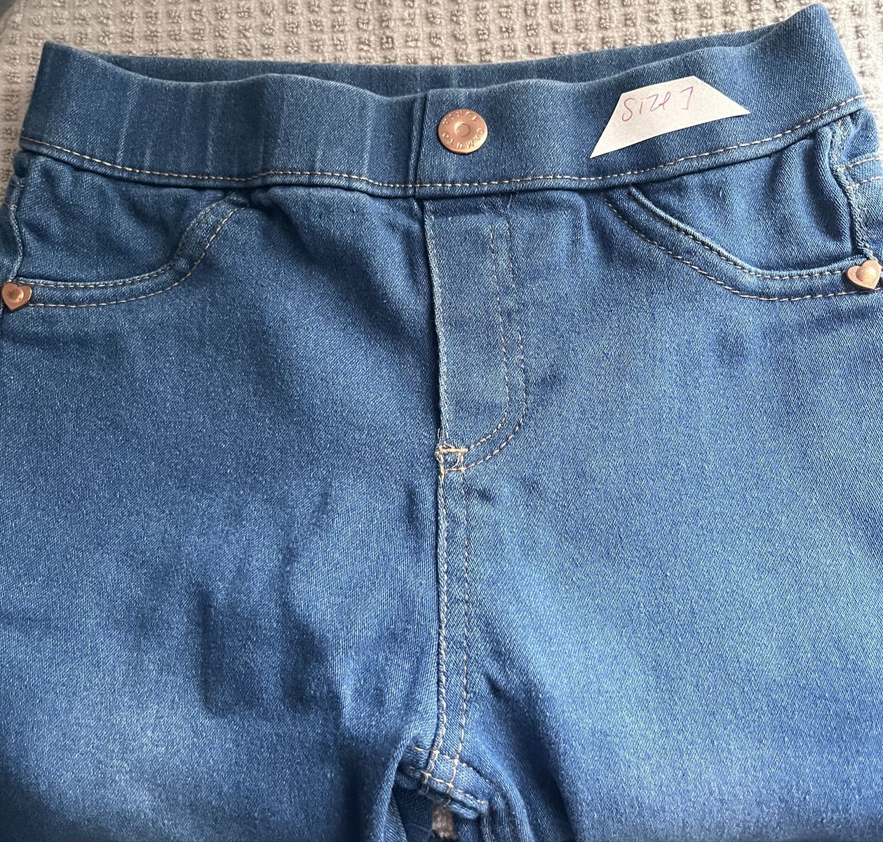Vince Camuto Girls Size 7 Blue Denim Jegging Pants with Heart Details