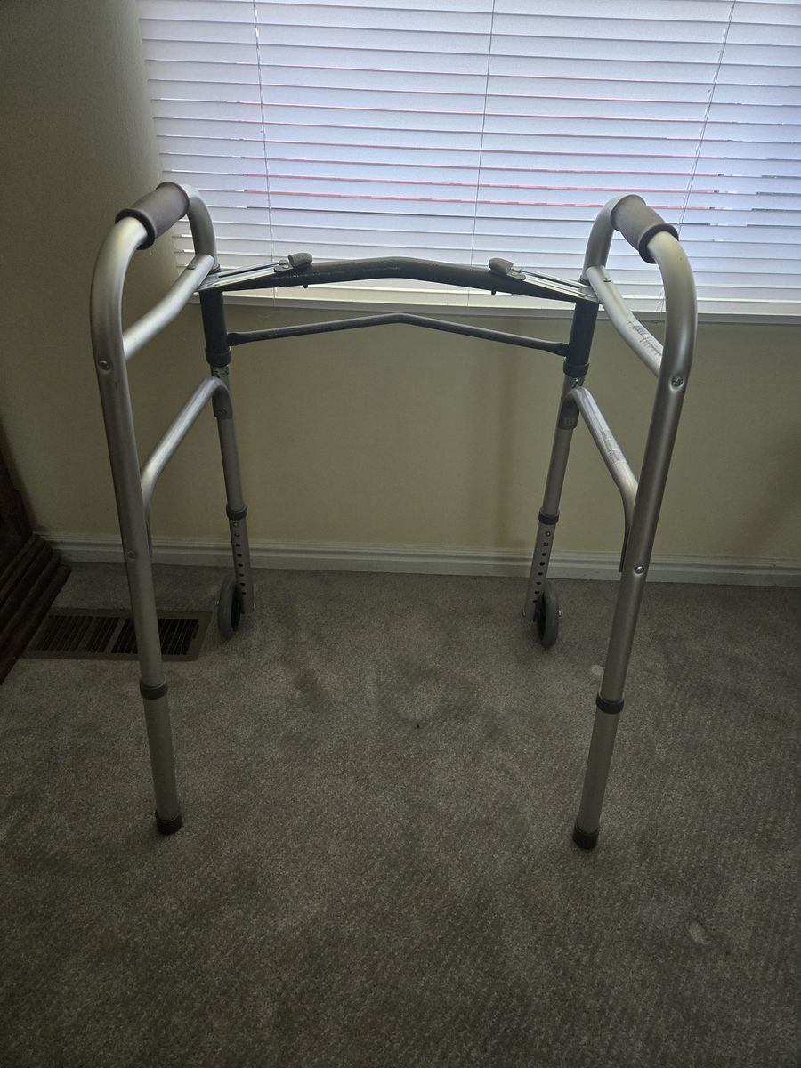 Guardian MDS86410JW54 Folding Medical Walker with Front Wheels
