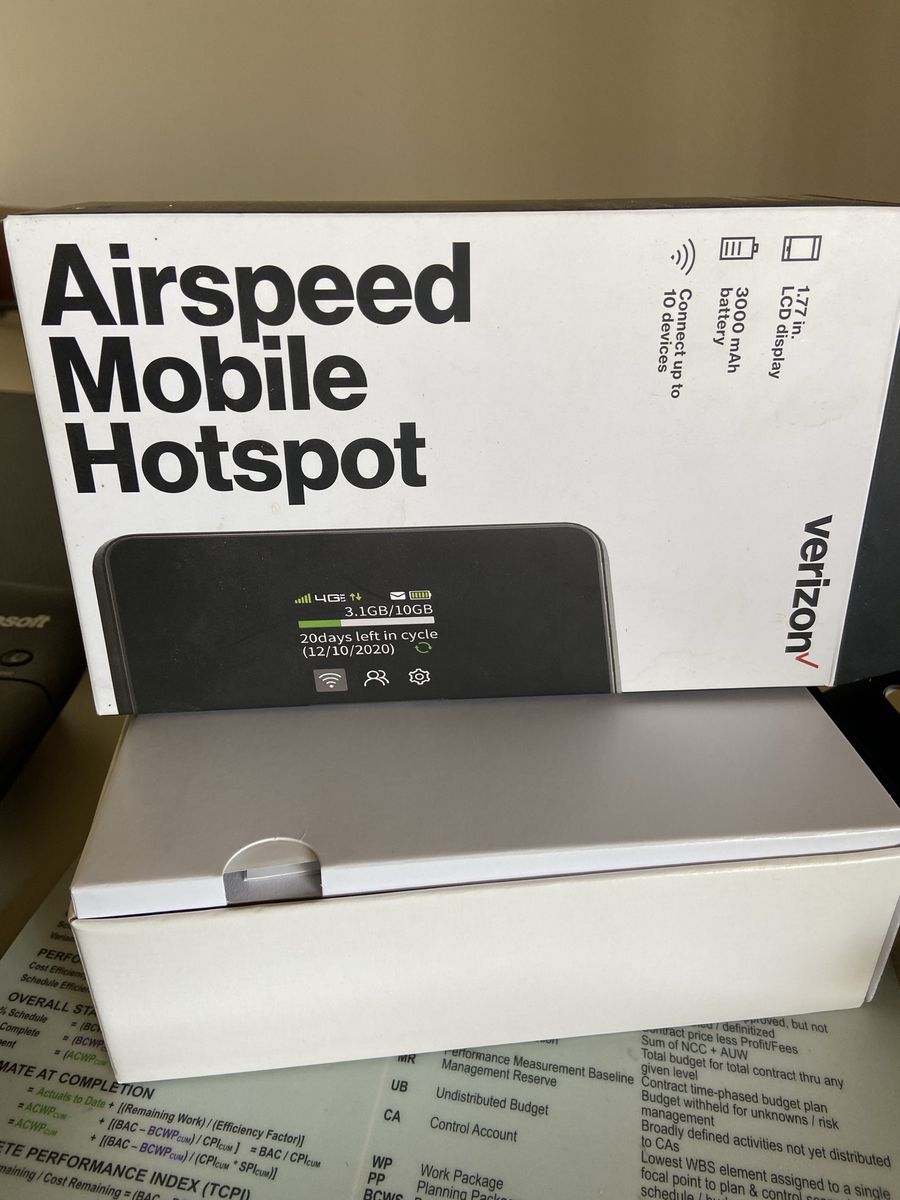 VERIZON Airspeed Mobile Hotspot 4G LTE WiFi Router Tested w/ Box and Charger