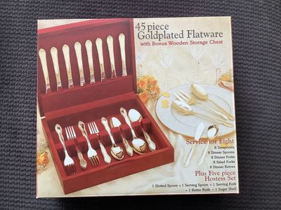 New 45 Pieces Goldplated Flatware