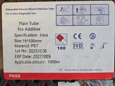 Red top blood tubes