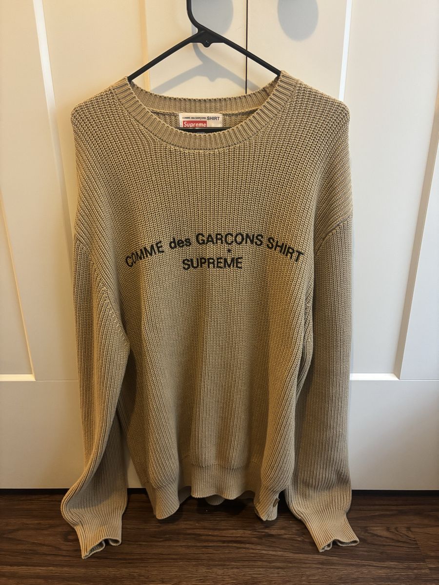 Supreme X CDG SHIRT Sweater Tan FW18 Mens L