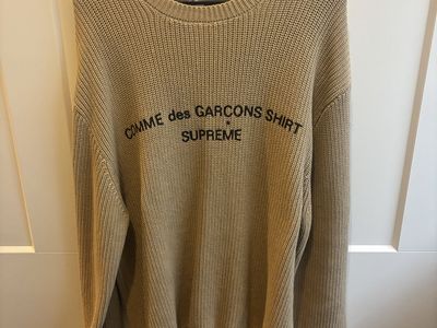 Supreme X CDG SHIRT Sweater Tan FW18 Mens L