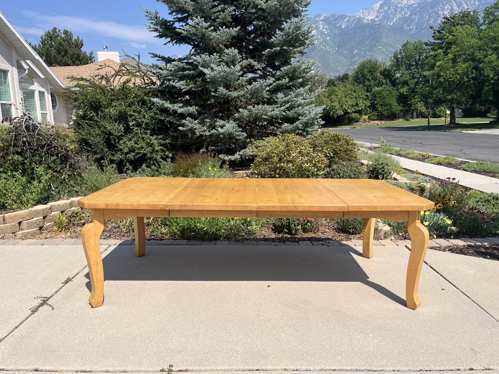 Solid Wood Dining Table & 6 Chairs – 2 Leaves