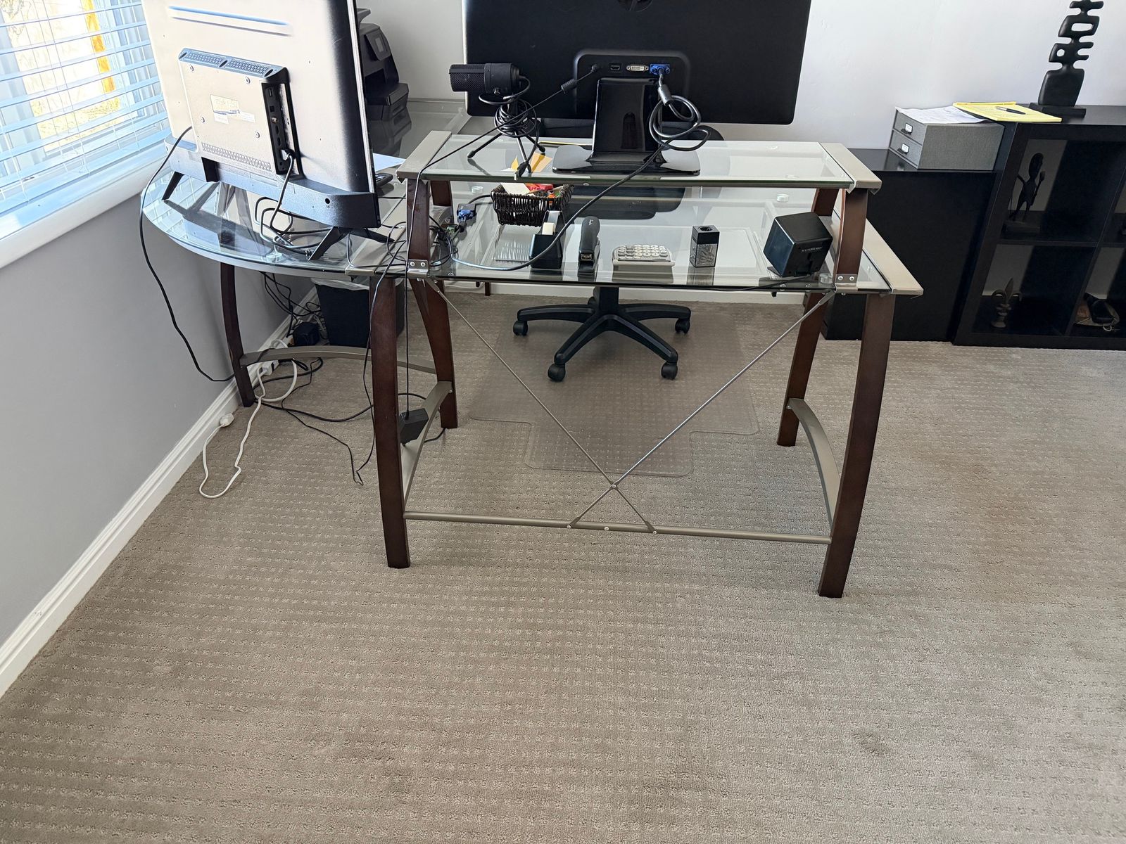 Modern Glass Desk with office chair