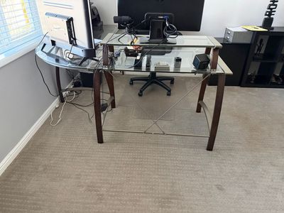 Modern Glass Desk with office chair