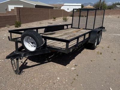 Utility Trailer, Dual Axle, Wood Deck, with Ramp Gate and Spare Tire