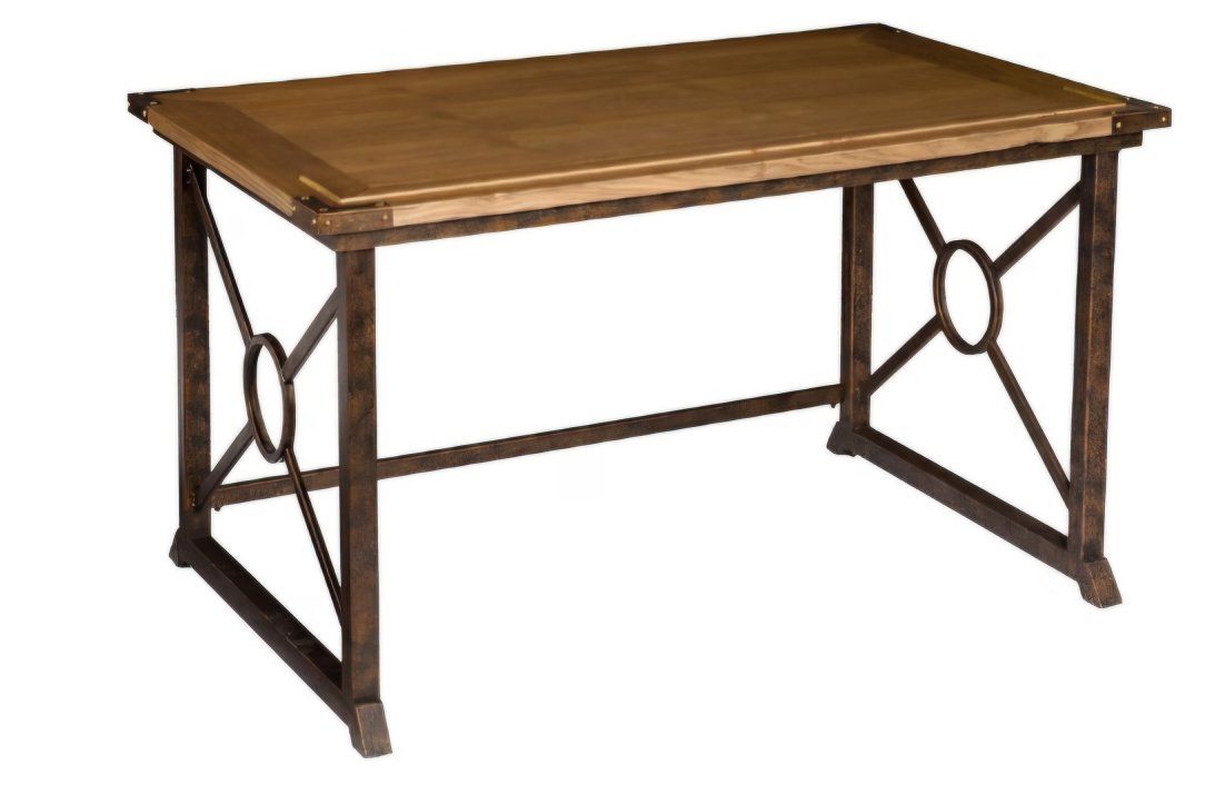 SEI FURNITURE Knightley Tilt Top Drafting Table - 51.5 inch Wide - Oak Wood Finish w/ Antique Brass, Brown