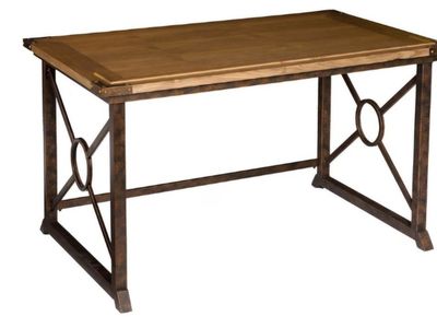 SEI FURNITURE Knightley Tilt Top Drafting Table - 51.5 inch Wide - Oak Wood Finish w/ Antique Brass, Brown