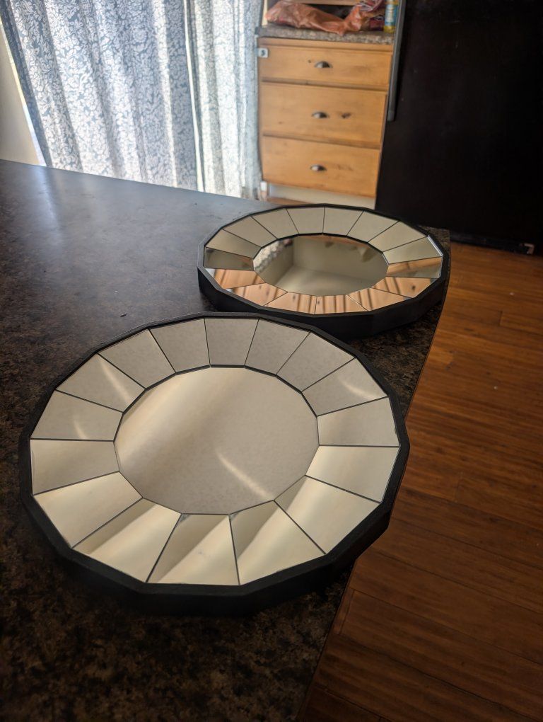 Geometric Round Decorative Wall Mirror Set - 2 Pack