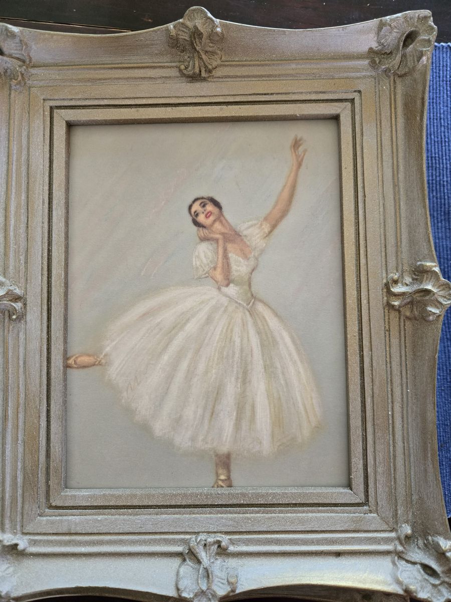 Vintage Framed Ballerina Dancer Art Prints Set of Two