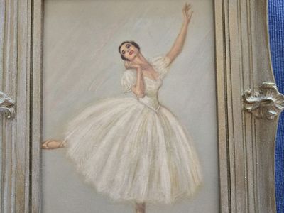 Vintage Framed Ballerina Dancer Art Prints Set of Two