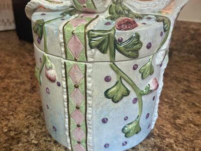 Vintage Ceramic Gift Box Cookie Jar