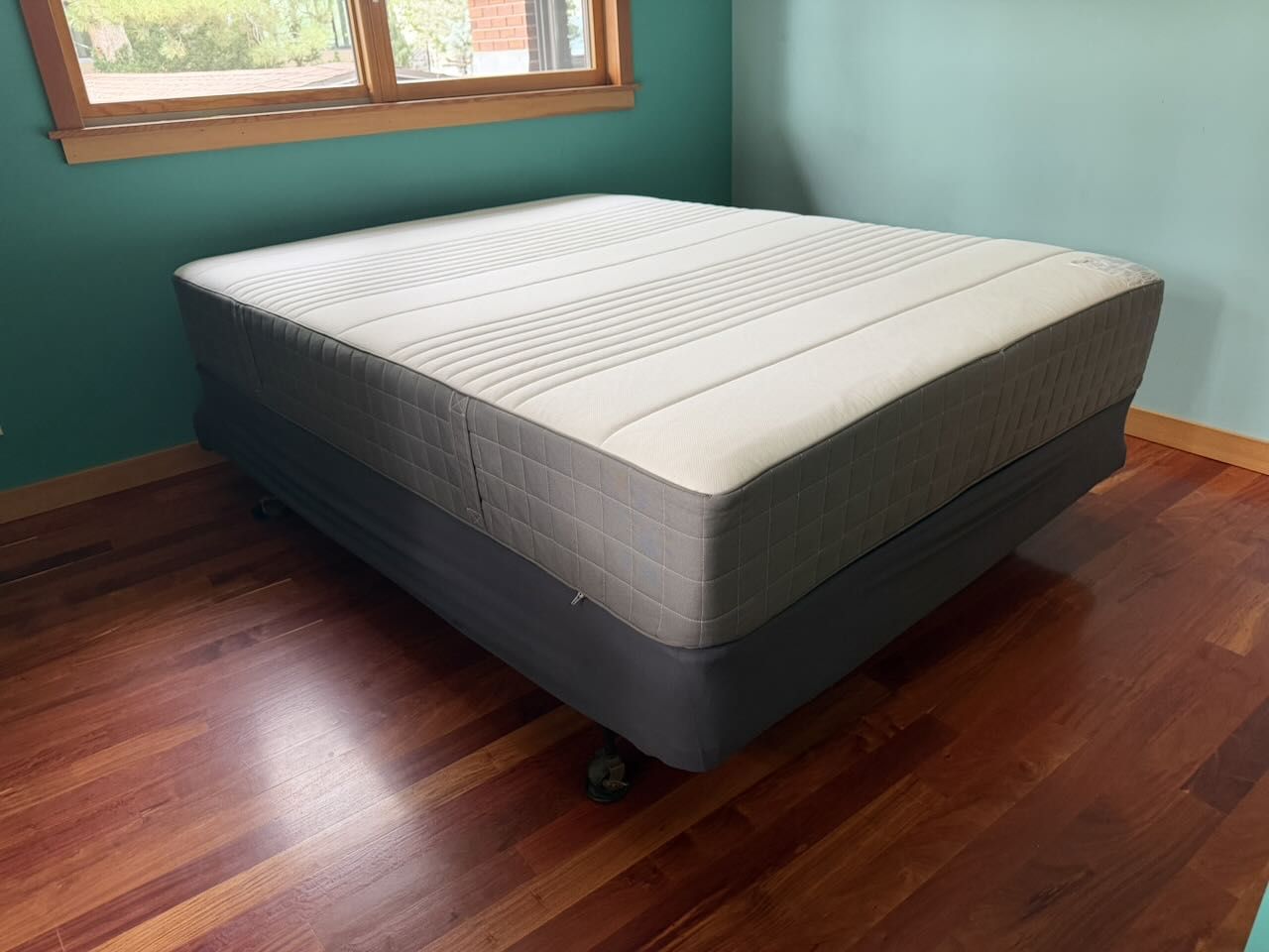 IKEA HAUGSVÄR Queen Mattress with Box Spring and Steel Frame