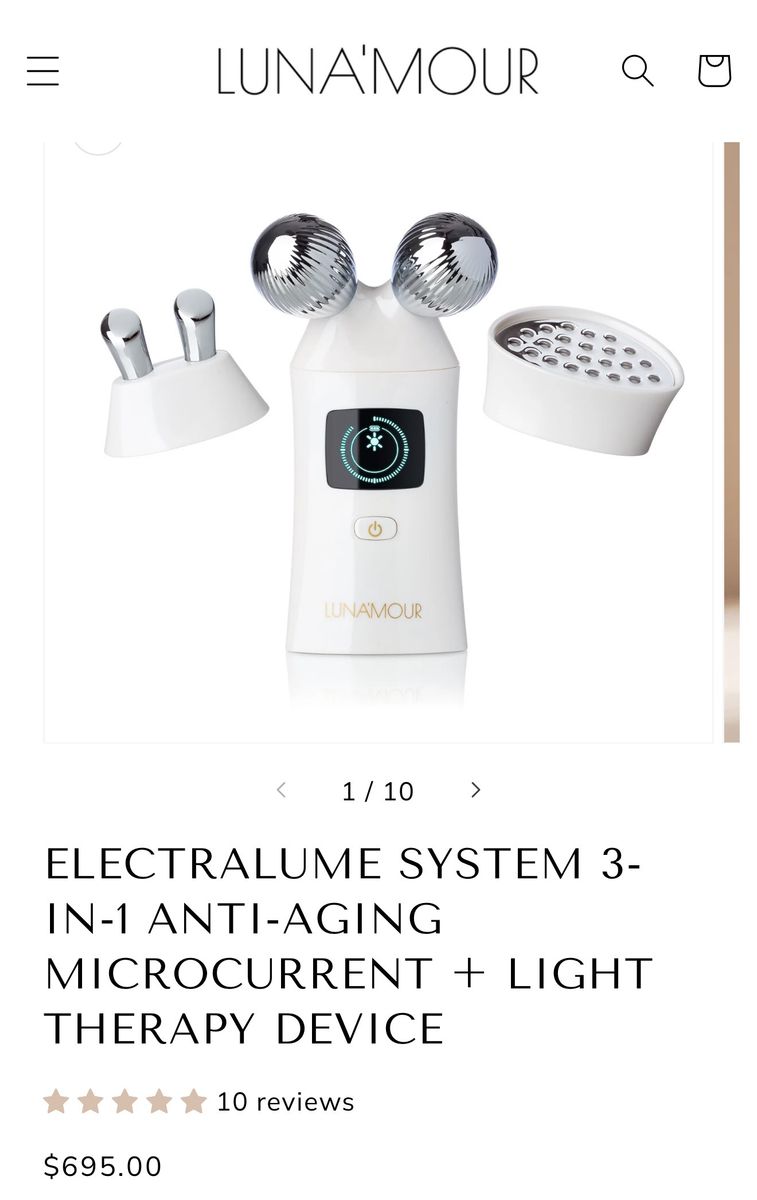 Luna'Amour ElectraLume System 3-in-1 Anti-Aging Microcurrent + Light Therapy Device