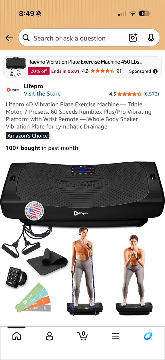 Lifepro 4D Vibration Plate Exercise Machine - Triple Motor, 7 Presets, 60 Speeds, Wrist Remote