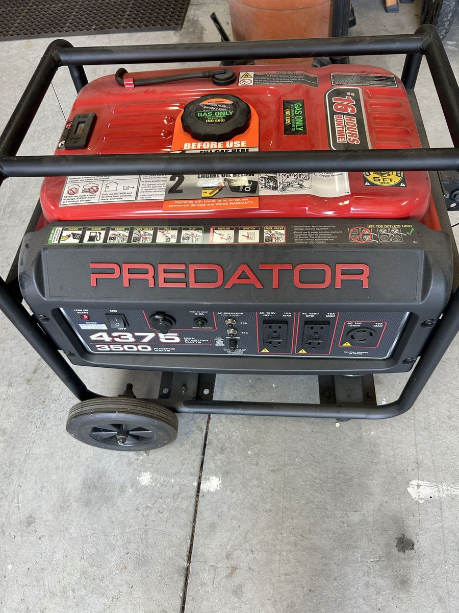 Predator 4375 Max Starting / 3500 Running Watts Portable Gas Generator with Wheel Kit
