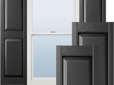 Raised Panel Vinyl Shutters, Black