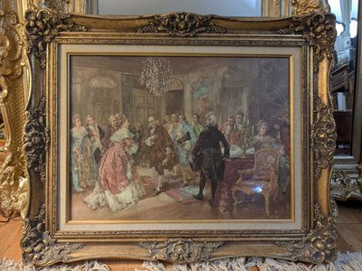 25x31.5 Vintage Custom Framed print of Benjamin Franklin at the Court of France