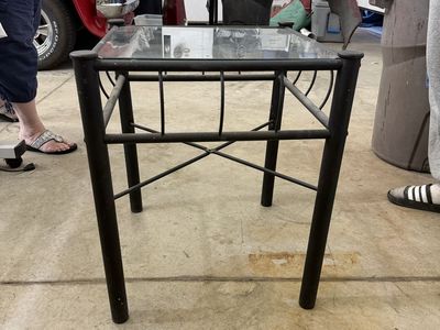 Black Metal Frame End Table with Glass Top