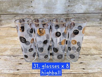 Vintage coin high ball glasses