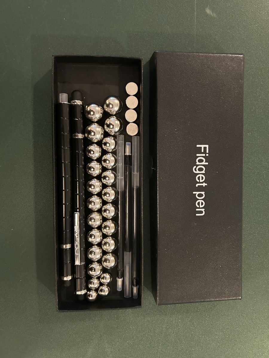 Fidget Pen Magnetic Modular Toy with Stylus and Ink Cartridges - Stress Relief & Creativity Tool