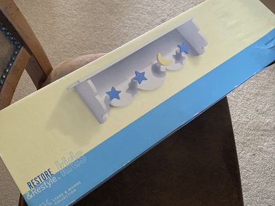 Wooden Cloud Shelf With Hooks