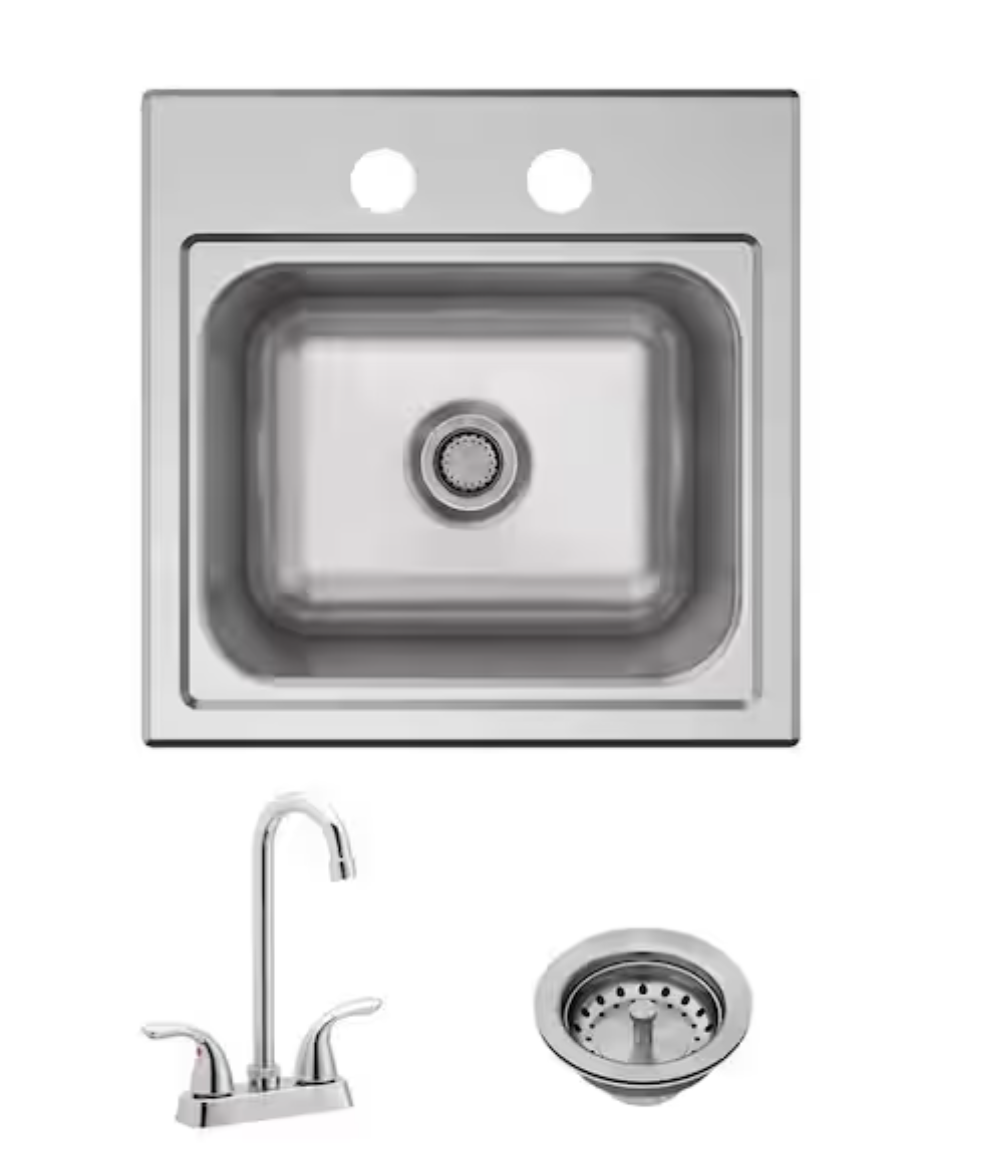 NEW Elkay Parkway 15 in. Drop-in Single Bowl Stainless Steel Sink w/ Faucet