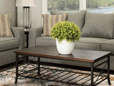 Grey fabric couch, love seat, chair and ottoman set