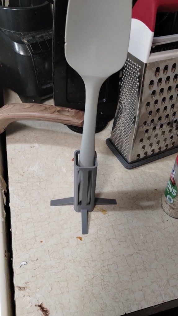 3D Printed Spatula Rest - Keeps Counters Clean & Utensils Upright - Gray, Durable Plastic