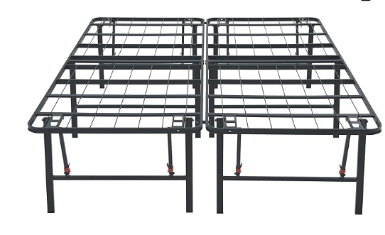 Queen Foldable Metal Platform Bed Frame with Storage, Sturdy Steel