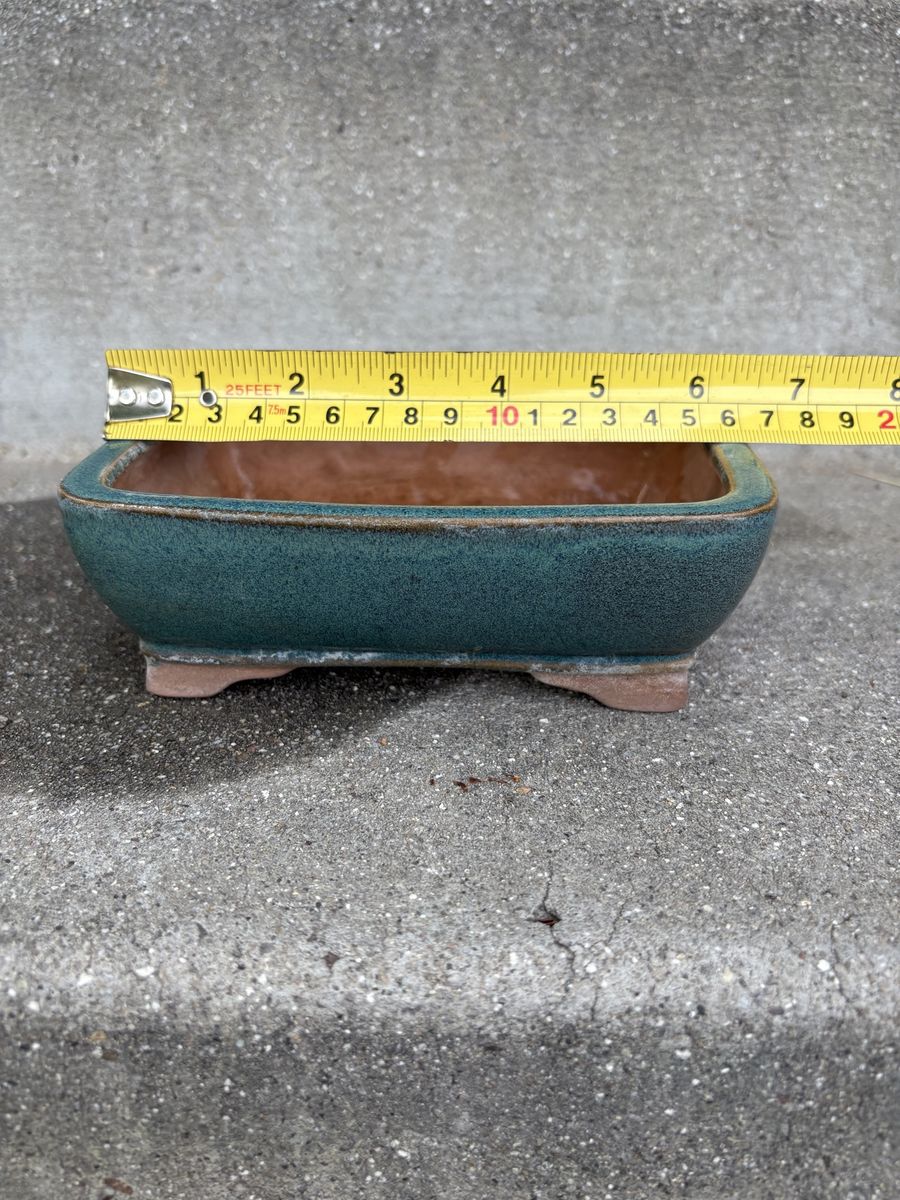 Bonsai / Succulent Pot – Teal Glaze (6–7”)