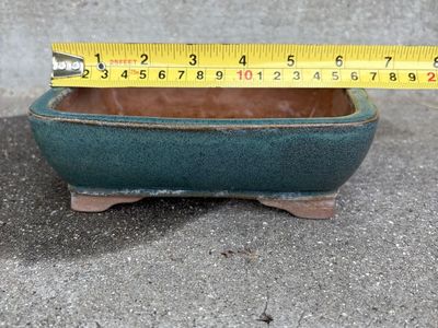 Bonsai / Succulent Pot – Teal Glaze (6–7”)