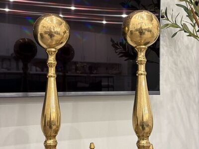 Vintage Brass Fireplace Andirons