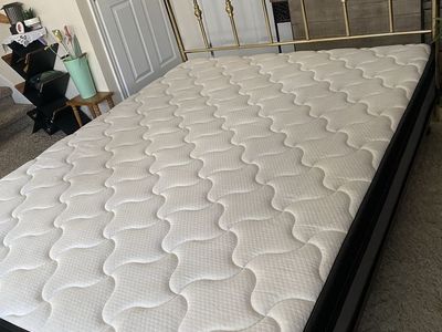 Brass Headboard and Frame with Mattress - Queen Size Bed Set, Vintage Style