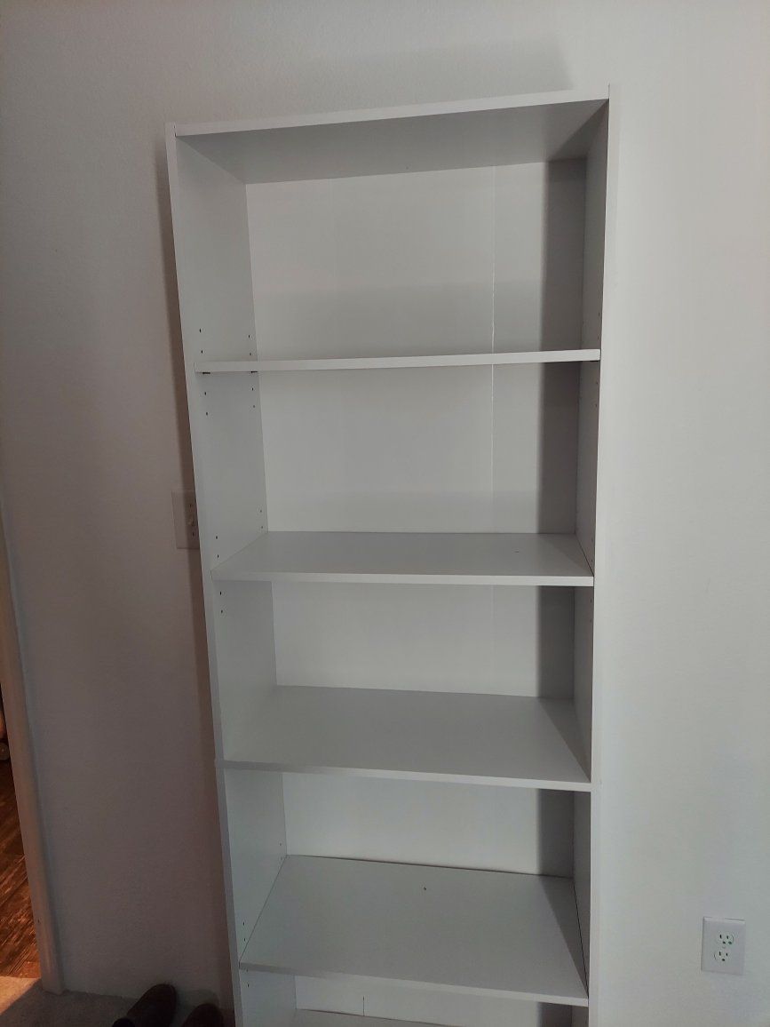 White Bookcase with five shelves.