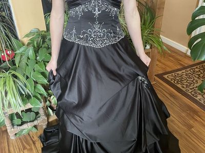 Modest Black Prom Dress, Ball Gown Dress