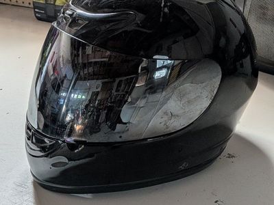 Black Motorcycle Helmet - Full Face, Tinted Visor, Adjustable Strap