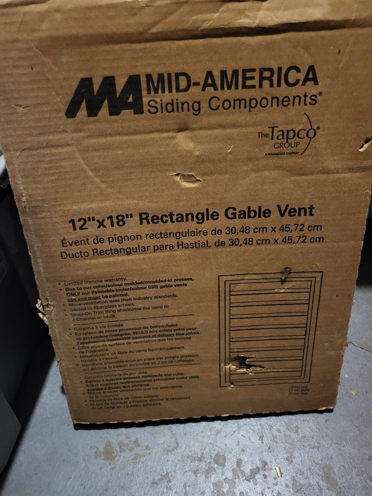 MID-AMERICA 12"x18" Rectangle Paintable Gable Vent with Snap-On Trim Ring