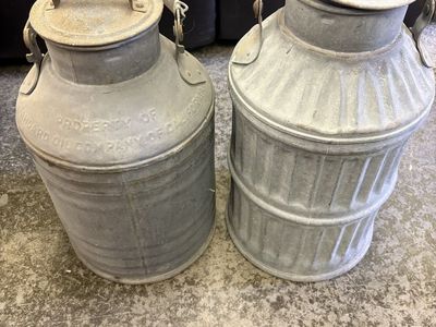 Vintage bulk oil cans