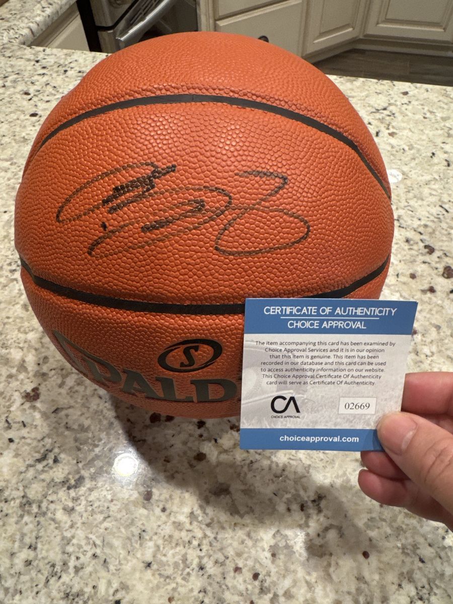 LeBron James signed basketball with COA