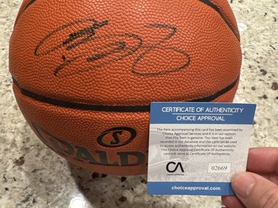 LeBron James signed basketball with COA