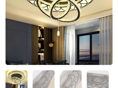 Flashing God W40" Modern Crystal Flush Mount LED Chandelier for Living Room